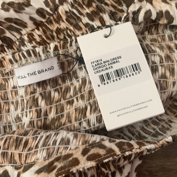 NWT Faithfull the Brand Ilaria Mini Dress Giorgio Animal Leopard Print Sz 2 - Picture 8 of 9